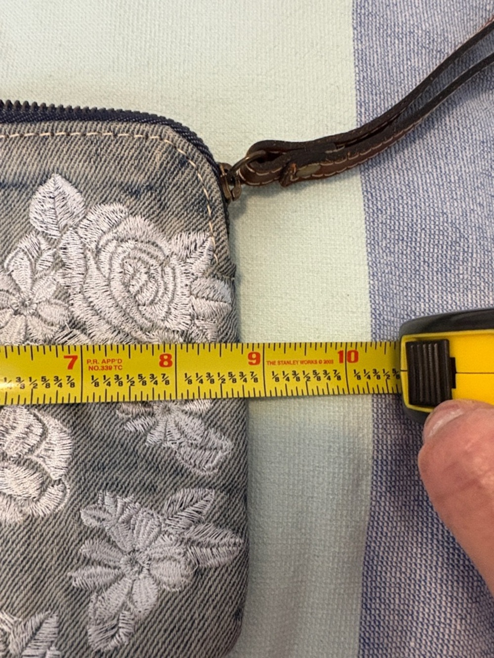 Patricia Nash Gray Floral Embroidered Wristlet - Picture 6 of 7